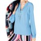 thumbnail image 1 of INC Blusa con cuello dividido para mujer, azul, grande, 1 of 1