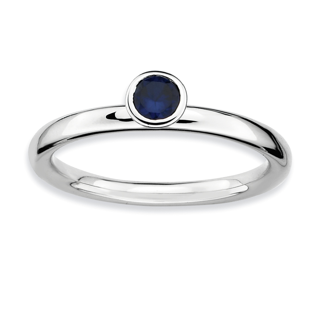 High 4mm Round Created Sapphire Sterling Silver Ring Walmart