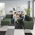 thumbnail image 3 of Marrber 106.2” 7-Seater Corduroy Sectional Sleeper Sofa with Pull Out Bed, U-Shaped Large Couch with Reversible Storage for Living Room, Green, 3 of 12