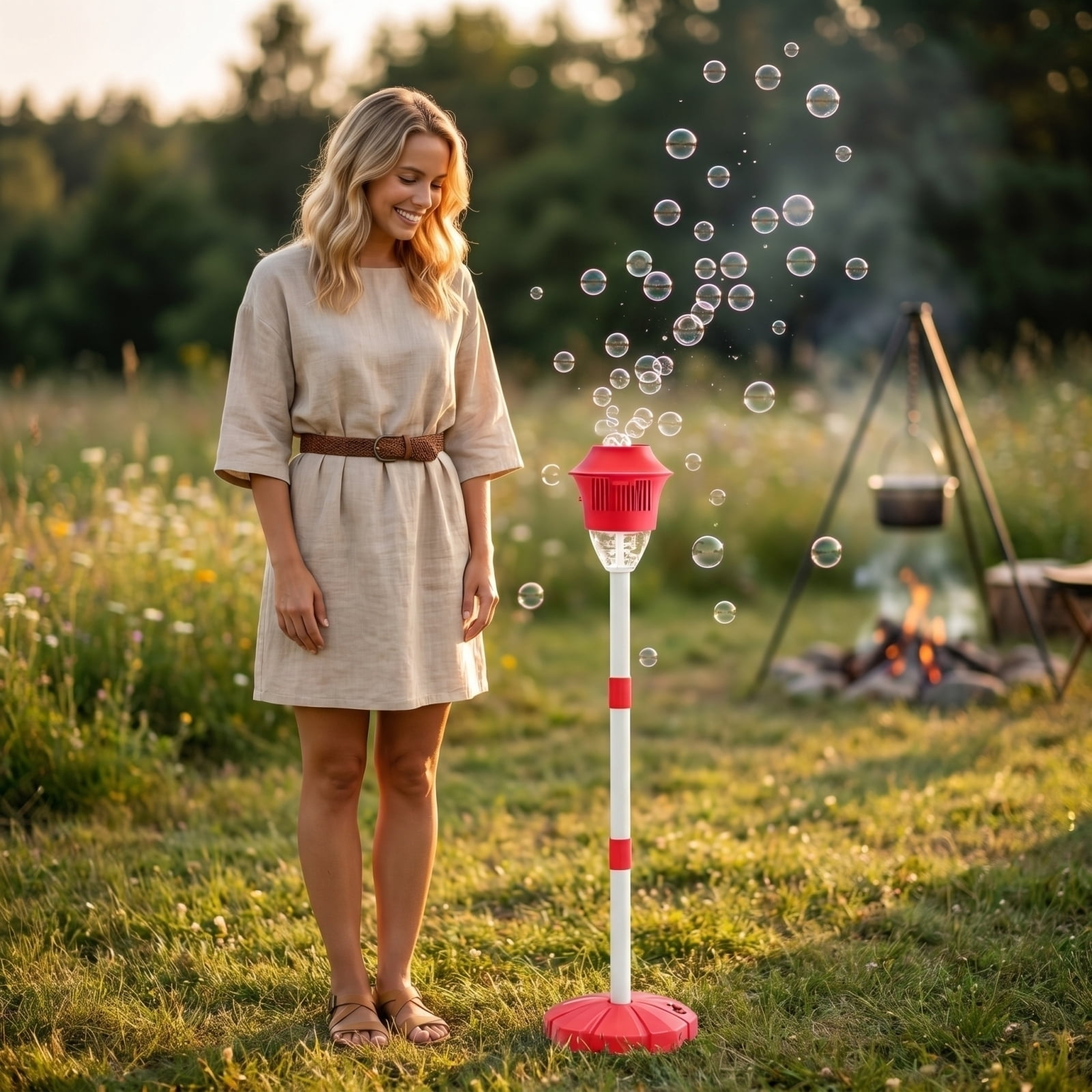 Bubble Machine Maker Stand, Adjustable Height Magical Bubble Torch Garden Lamp Rechargeable with Lights and Music, Vertical Bubble Machine for Wedding Birthday Christmas Outdoor