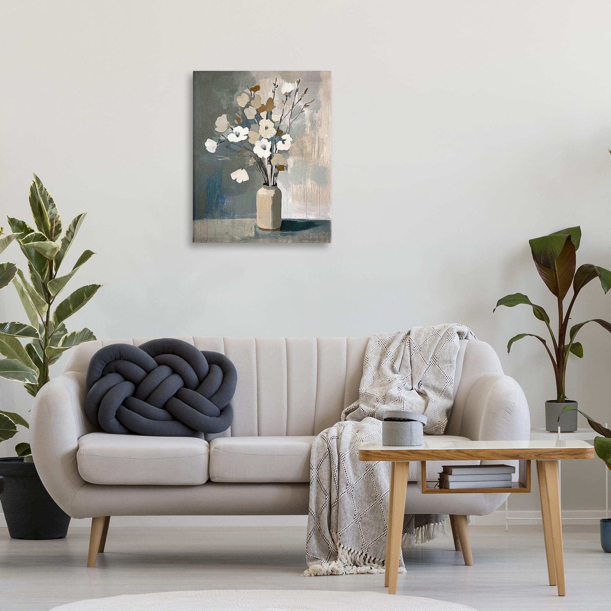 Stupell Industries Natural Floral Vase Botanical & Floral Painting Gallery Wrapped Canvas Art Print Wall Art, 24 x 30