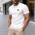 thumbnail image 3 of Klisyaur Men Short Sleeve Tops Casual Fashion Loose Crewneck Textured Shirt Summer Dressy Shirts, 3 of 7