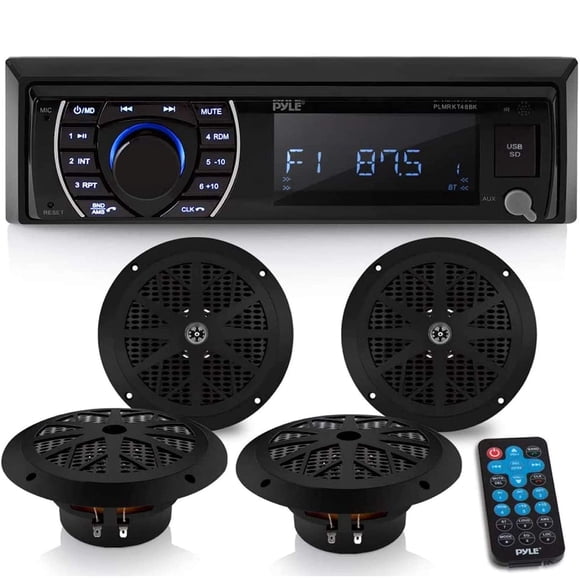 Kit de altavoces receptores Marine Head Unit Pyle PLMRKT48BK