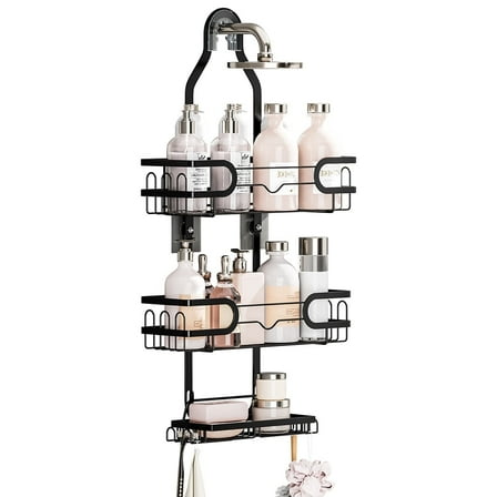 SZZJKJ Hanging Shower Caddy,Anti-rust Shower Caddy，Anti-sway Shower Organizer（Black）