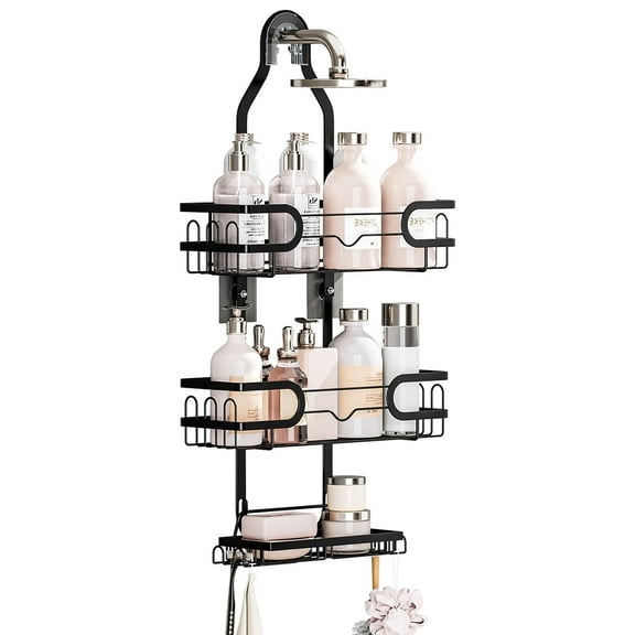 SZZJKJ Hanging Shower Caddy,Anti-rust Shower Caddy，Anti-sway Shower Organizer（Black）