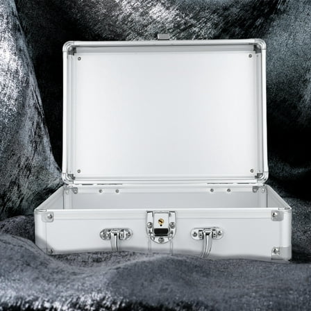 Beaupretty Aluminum Briefcase with Lock Silver for Daily Use Storage 1Pack