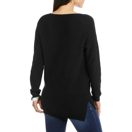 Faded Glory - Faded Glory Women's V-neck Tunic Sweater - Walmart.com ...