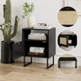 thumbnail image 5 of Rattan Nightstand,Modern Boho Farmhouse  Bedside Table with Storage Drawer and Open Shelf,Small Black Frame Side End Table for Bedroom,Living Room,Office (Black), 5 of 6