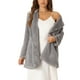 thumbnail image 1 of Abrigo de piel sintética con solapa INSPIRE CHIC para mujer, chaqueta cálida y difusa de invierno con bolsillos, talla XS, gris, 1 of 6