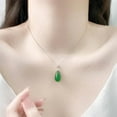 thumbnail image 4 of 14K Gold Vintage Jade Necklace, Natural Agate Waterdrop Pendant, Classic Jewelry Gift for Women, 4 of 5