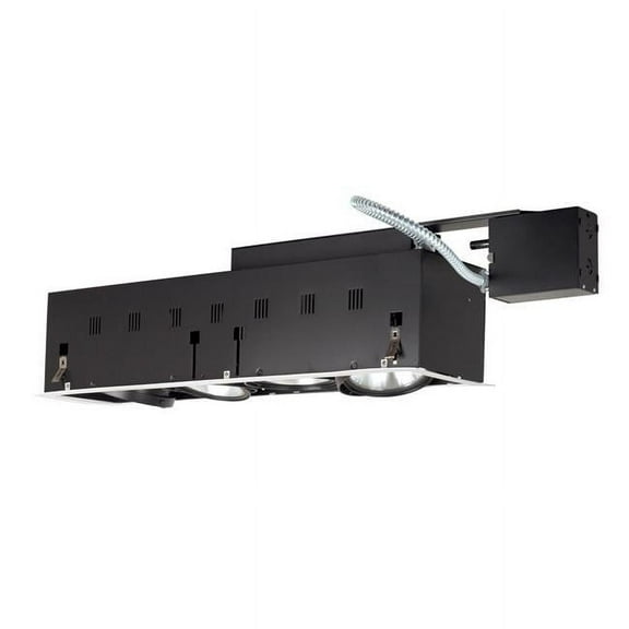 Jesco Lighting MGRP38-4SB Modulinear Directional Lighting for Remodeling & Double Gimbal 4 Light Linear, Black Interior with Silver Trim