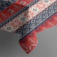 thumbnail image 3 of Red and Blue Christmas Knitted Pattern Rectangle Tablecloth 60"x84",Waterproof Polyester Rectangle Table Cloth, Wipeable Spillproof Polyester Tablecloth for Dining, Camping, Indoor and Outdoor, 3 of 5