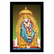 IBA Indianbeautifulart Elegant And Religious God Photo Frame Sai Baba In Sitting Pose Poster With Frame Black Wall Frame DeityPhotoFrame Wall DecorFor Home/ Office/ Temple