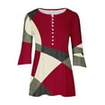 thumbnail image 4 of FAIWAD Women's 3/4 Sleeve Tunic Tops V Neck Button Down Tops Geometric Print Slim Pullover Tops, 4 of 5