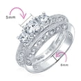 thumbnail image 5 of Bling Jewelry Womens Filigree 3CT Round Solitaire 3 Stone CZ Engagement Ring Set Band Sterling Silver, 5 of 6