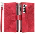 thumbnail image 2 of SaniMore for Samsung Galaxy A35 Case, Luxury PU Leather Skin with Emboss Totem Detachable Crossbody Strap + Zipper Cash Pokcet Card Holder Flip Kickstand Wallet Cover, Red, 2 of 9