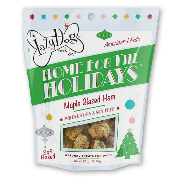 The Lazy Dog Cookie Co. Christmas Dog Treat, Maple Glazed Ham Flavor, Wheat Free, 5 oz Pouch