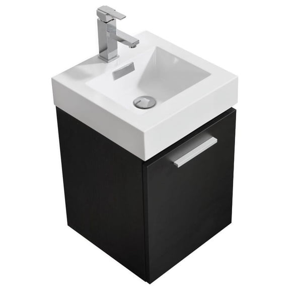 Bliss 16" Black Wall Mount Modern Bathroom Vanity