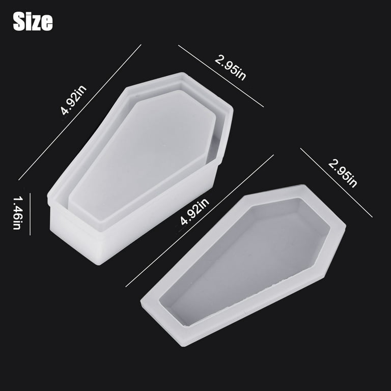 Halloween Coffin Storage Box Epoxy Resin Mold Tray Serving Plate Board  Silicone Mould DIY Crafts Jewelry Holder Casting Tools