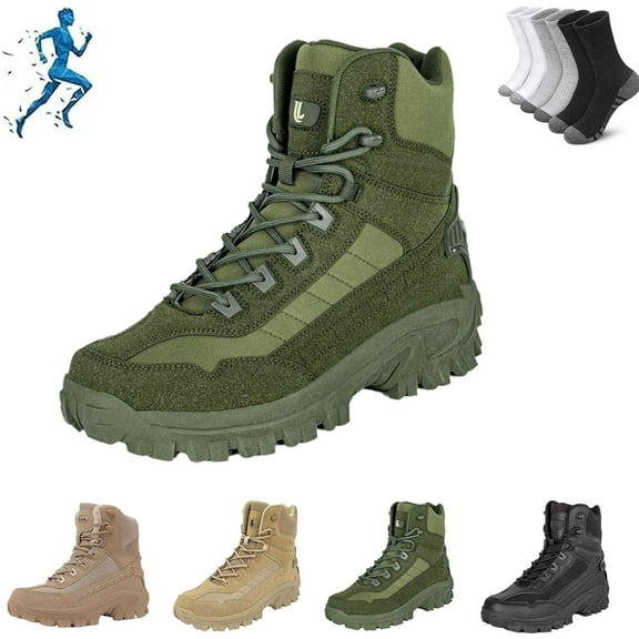 Luxsines Leather Boots, Mens Orthopedic Support Anti-Puncture Work Boots Waterproof Anti-Sprain Hiking Boots