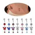 thumbnail image 2 of GKNET Sexy Butterfly Bow Belly Navel Ring Pearl Body Piercing For Women Girls Jewelry-Pink, 2 of 9