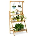 thumbnail image 1 of Giantex 3-Tier Hanging Plant Stand Storage Shelf, Folding Flower Pot Organizer Display Storage Rack, Adjustable Hanger Rod, Bamboo Planters Shelves Potted Holder for Patio Garden Balcony Bathroom, 1 of 10
