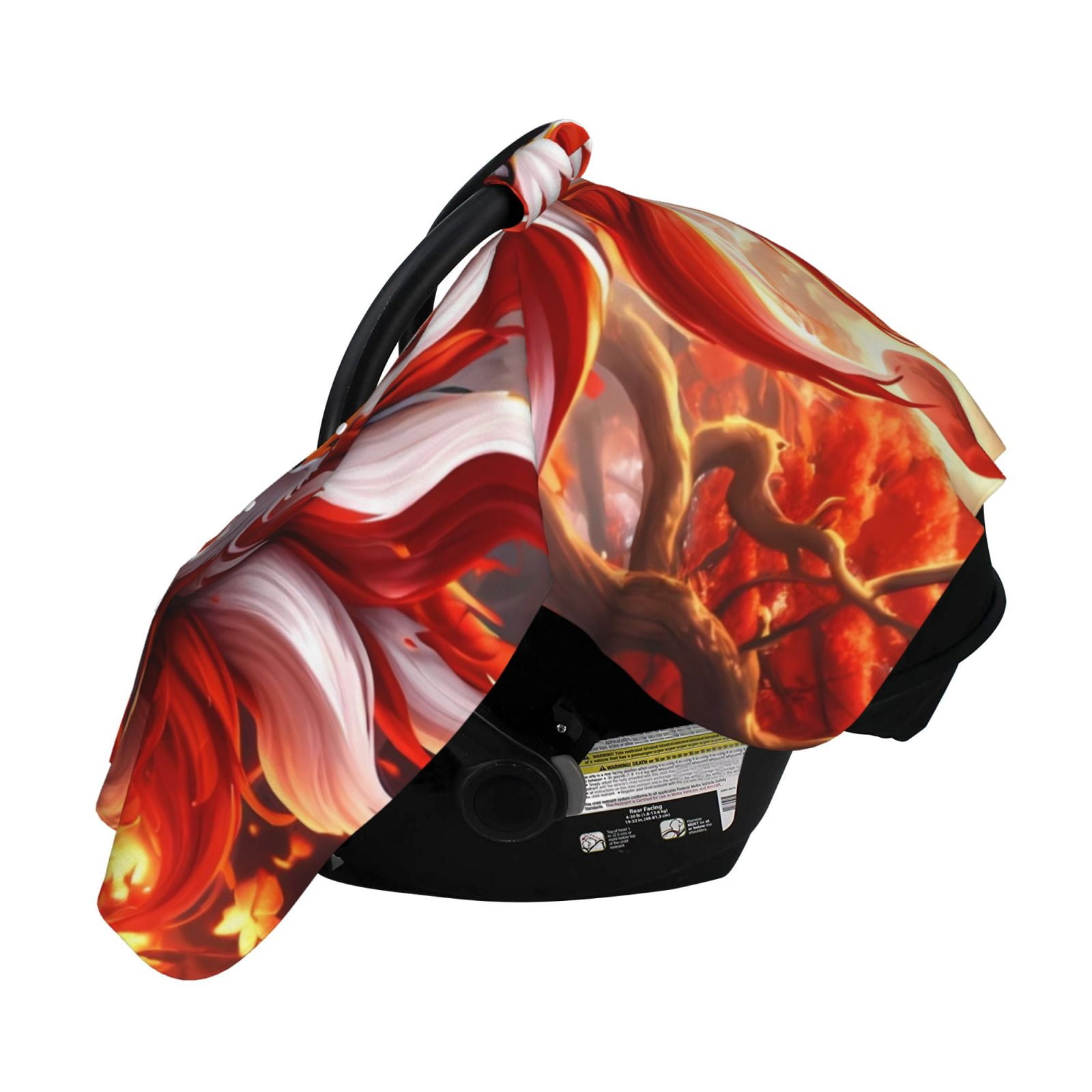 Naloa Red Sun Flame Fox Baby Car Seat Cover, Breathable Baby Carrier Cover, Multiuse Baby Carrier Cover & Nursing Breastfeeding Cover