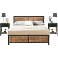 thumbnail image 2 of VECELO 3-Piece Transitional Wood Queen Bedroom Set, Black/Rustic Brown, 2 of 9