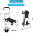 thumbnail image 4 of Foldable Push Cart Platform Cart 330lbs Capacity 4 Wheels 28.7x18.5x32.3inches White Small Flatbed Cart, 4 of 6