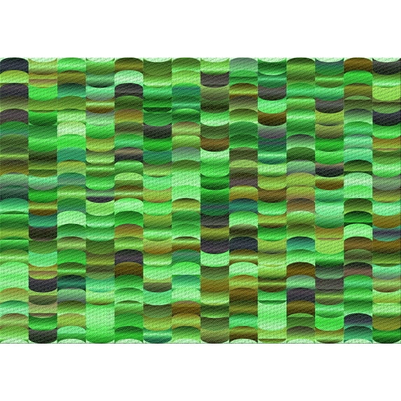 Ahgly Company Machine Washable Indoor Rectangle Transitional Neon Green Area Rugs, 5' x 8'
