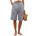 thumbnail image 2 of Garbnen Womens Linen Shorts with Pockets Button Bermuda Shorts Women Breathable Vacation Travel Beach Women Shorts for Summer, 2 of 5