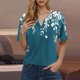 thumbnail image 2 of Blusas de Manga Corta para las Mujeres Impresas Cuello Redondo Casual Top, Blusa de Algodón de Imitación para el Hogar Y Diario, 2 of 5