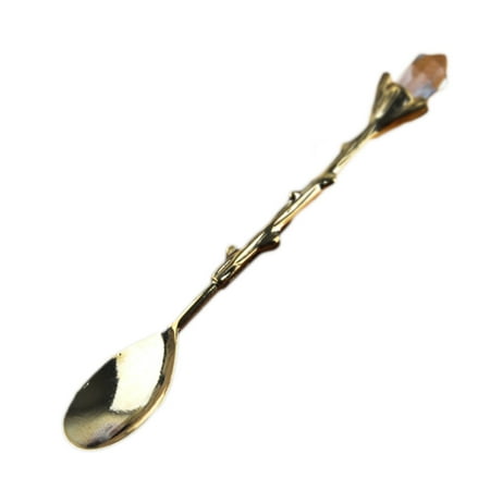 

Dessert Spoon Mirror Polish Dendriform Zinc Alloy Non-stick Home Fruit Spoon for Kids