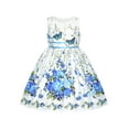 thumbnail image 1 of Robe Fille Bleue Papillon Décontractée Florale Fête 6 Ans, 1 of 8