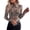 Khaki, variant on LINGLANG Women’s Leopard Print Mesh Long Sleeve Top Slim Fit Ruffle Trim Sexy Fashion Tee under $5