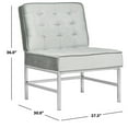 thumbnail image 5 of SAFAVIEH Ansel Modern Tufted Linen Chrome Accent Chair, Light Grey, 5 of 7