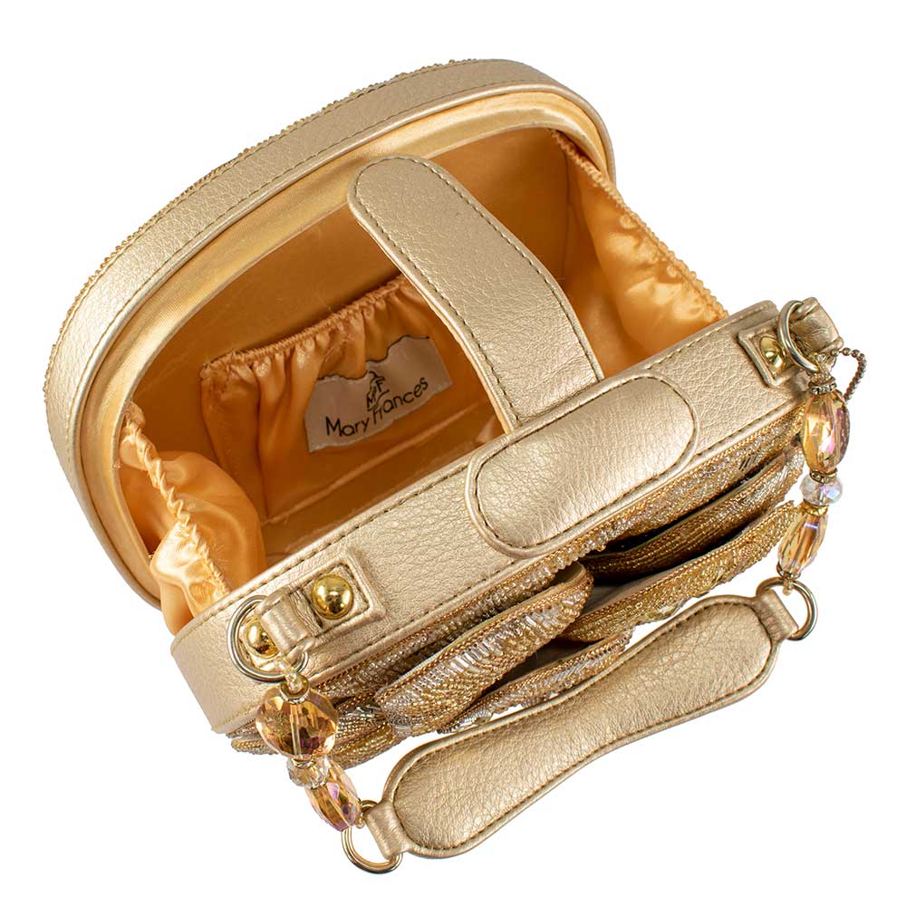 Mary Frances Handmade Golden Rose Top Handle Bag with Beaded  display picture 3