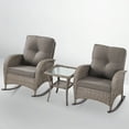 thumbnail image 3 of POCASSY Outdoor Rocking Chairs with Cushion, 3 Pieces Patio Rocker Gray Wicker Rattan Set with Wicker Side Table for Porch Deck Balcony, Gray, 3 of 8