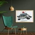 thumbnail image 2 of Police Wall Art with Frame, Police Cartoon Car Cab Like Design with Furious Angry Eyes and Red Alarm Print, Printed Fabric Poster for Bathroom Living Room, 35" x 23", Black and White, by Ambesonne, 2 of 2