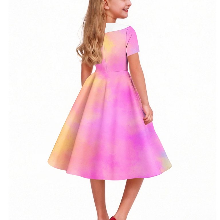 tie dye party dress Poly USA 8346 Long A-line Glitter Tie Dye Formal Dress