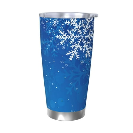

Bingfone Blue Christmas With Snowflakes for 20 Oz Stainless Steel Travel Mug Double Wall Water Coffee Cup for Home Office Outdoor Works Great for Ice Drinks and Hot Beverage-Without Straw