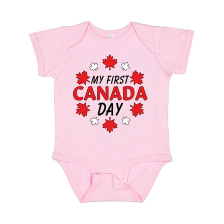 

Inktastic My First Canada Day with Red and White Maple Leaves Gift Baby Boy or Baby Girl Bodysuit