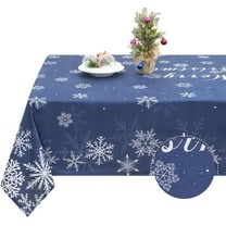 Christmas Tablecloth, Snowflake Table Cloth, Xmas Waterproof Navy Blue Tablecloths for Dining Kitchen Winter Holiday, Spill-Proof Table Cover for New Year Party Decor, Rectangle 60x120 Inch, Blue