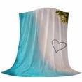 thumbnail image 6 of Ocean Beach Blanket Soft Cozy Warm Twin Blanket for Bed, Plush Fuzzy Flannel Fleece Blankets for Sofa, Love Tropical Summer Plant Gradient Wave Throw Blankets for Couch, Gifts for Men, 60"x80", 6 of 9