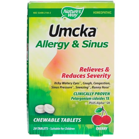 - Nature s Way Umcka Allergy Sinus Cherry 20 Tablets