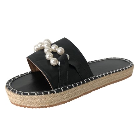 

nsendm Women s Fuzzy Slippers Size 8 Fashion Summer Women Sandals Large Size Thick Bottom Owl Slippers for Women Shoes Black 7