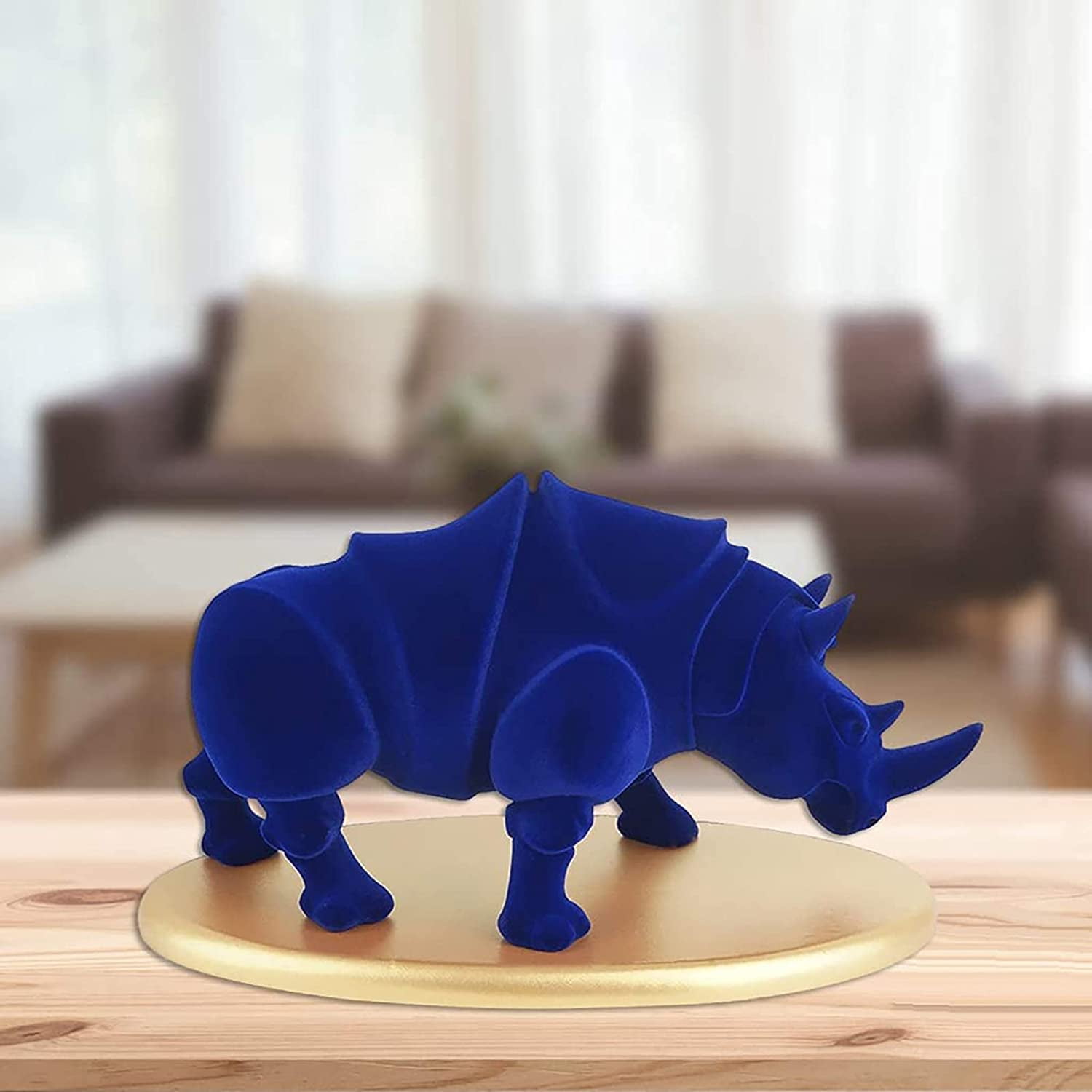 Velvet Rhino Resin Figurine Lifelike Animal Sculpture Statue Home Decoration 