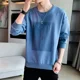 thumbnail image 2 of Sudadera con cuello redondo y parte superior azul para hombre, ropa para hombre, sin capucha, cuello redondo, estilo coreano, estética, oferta de bienvenida, 2 of 5