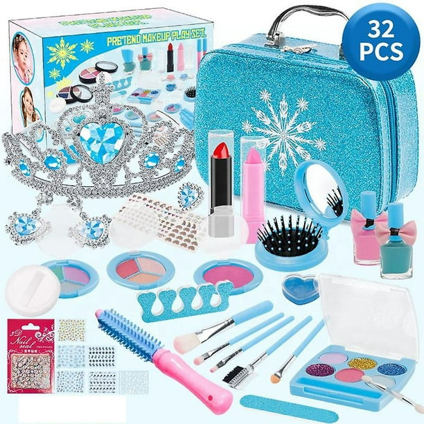 Ensemble de jeu de maquillage sur le thème de la reine des neiges pour  filles, faux maquillage, jouet de jeu de rôle avec sac cosmétique, cadeau  pour enfants 