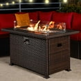 thumbnail image 2 of Erommy  Gas Fire Pit Table,38 Inch 50,000 BTU Round Propane Firepits w AluminumTabletop & Glass Wind Guard Brown-44in w PlasticTabletop 44in, 2 of 5